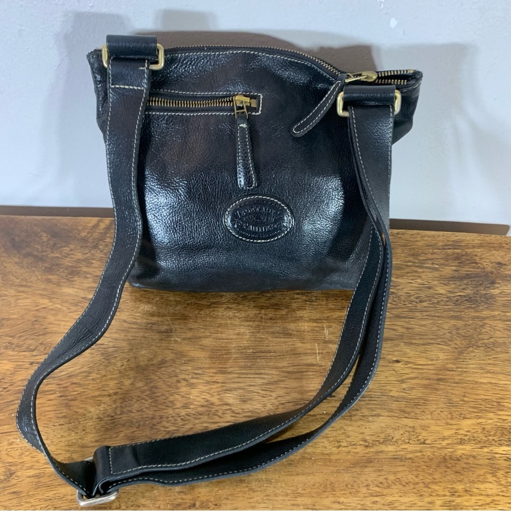 Roots Black Leather Crossbody Bag